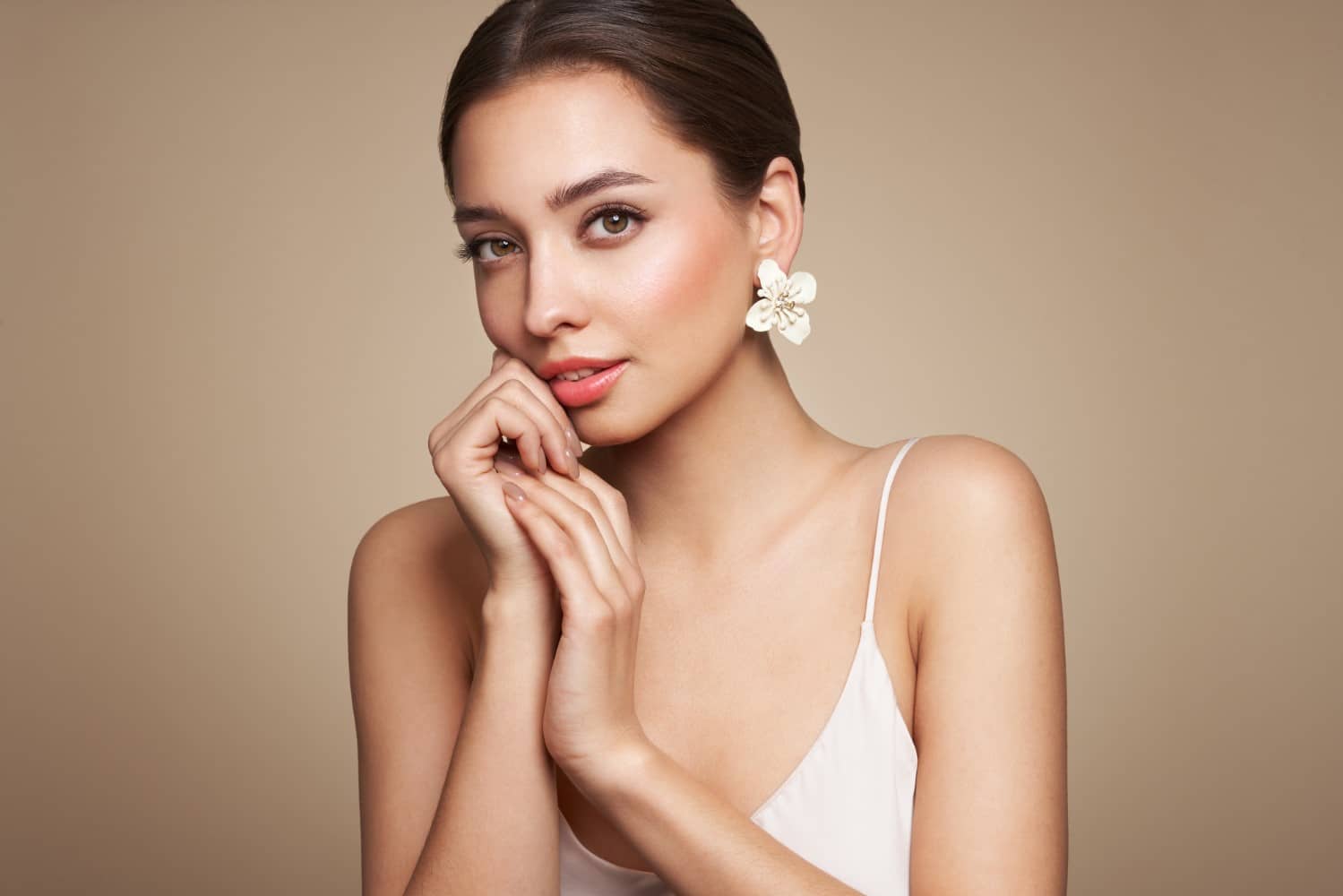 portrait beautiful young woman with clean fresh skin