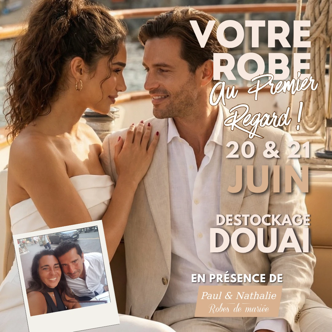 Déstockage robes de mariée Douai 20 et 21 juin 2026