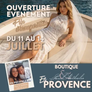 Ouverture boutique Paul & Nathalie Provence à Mollégès, robes de mariée, juillet 2026